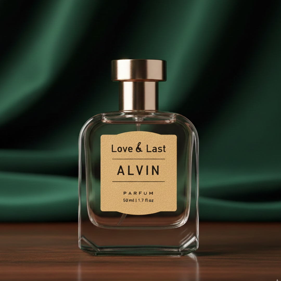Love & Last Alvin clean fragrance with warm sandalwood, oud al Abias, and magnetic musk.